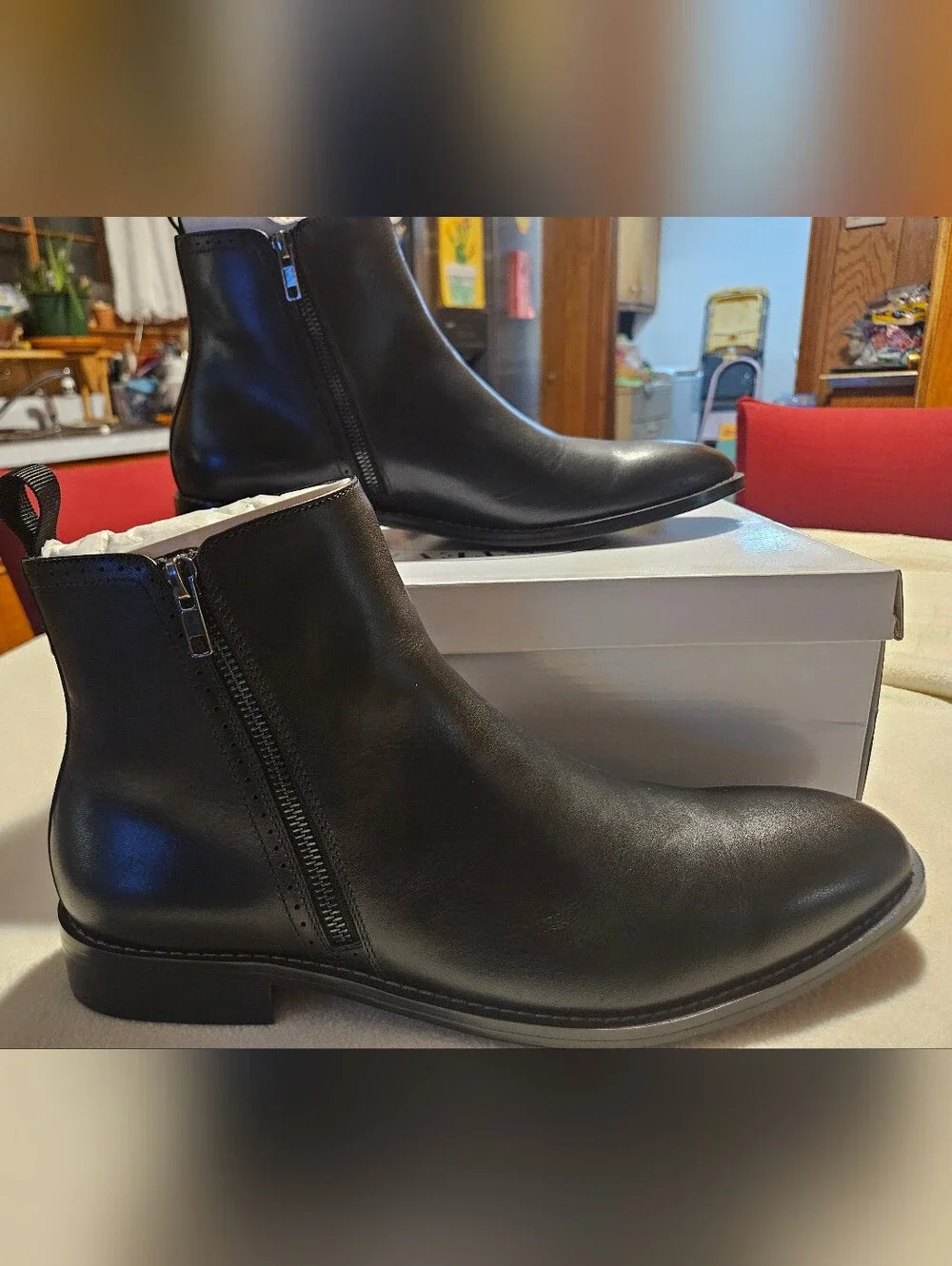 Steve Madden Black Leather Chukka Boot with Side Zip